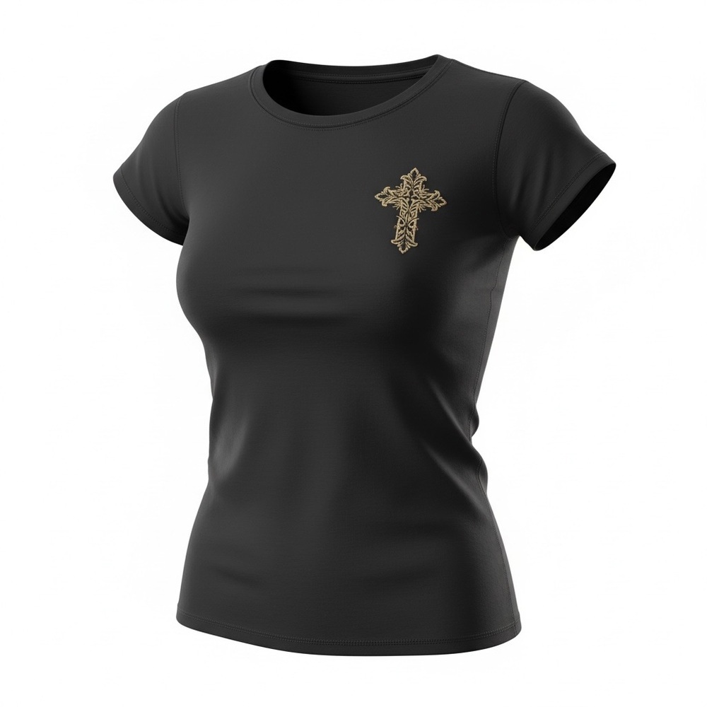 Faith Graphic Tee – Black | 1X | Cross Font and Back Deign